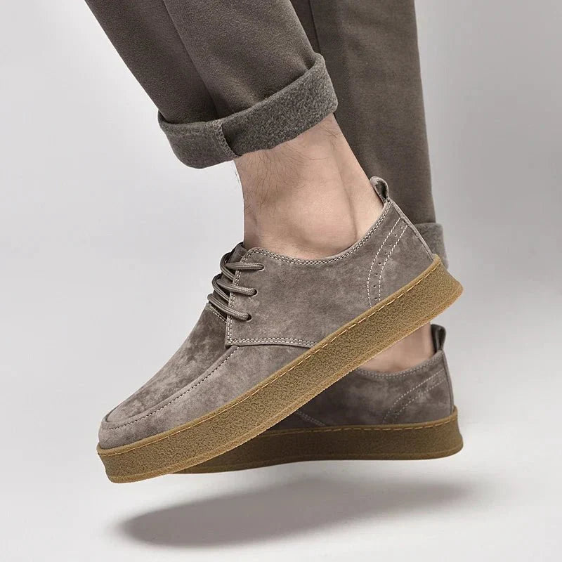 Zapatos Casuales para Hombre de Gamuza con Cordones y Suela de Goma